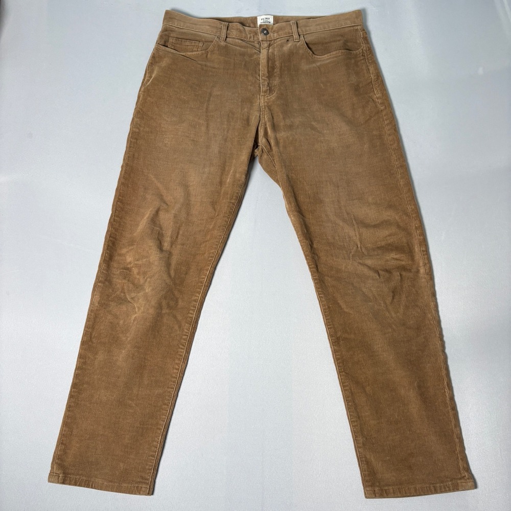 Flint and Tinder 365 Corduroy Pants Mens 34x30 Tapered Fit Tan Brown Stretch